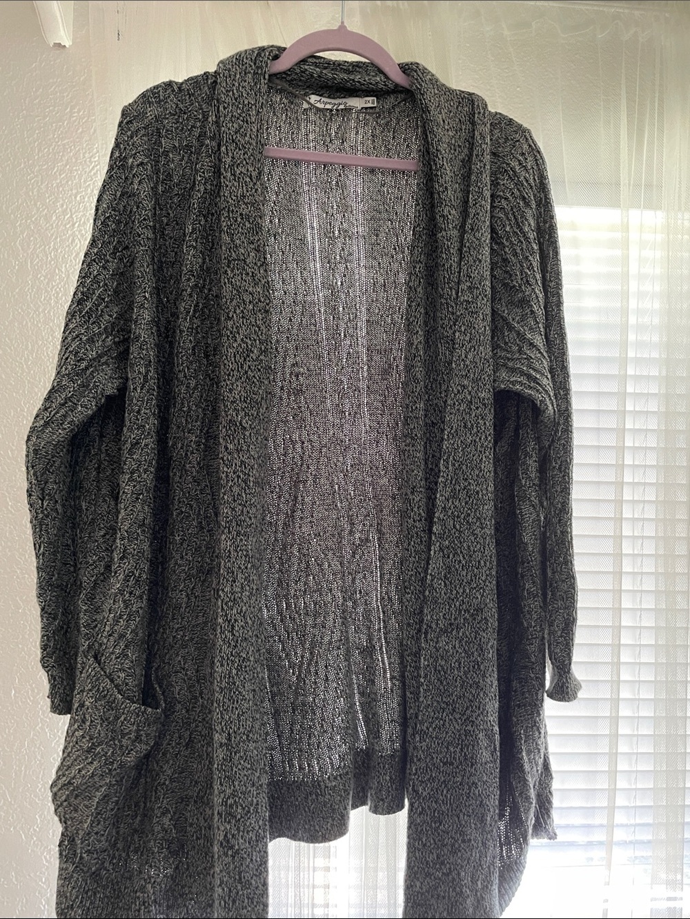 Open-Front Women's Cardigan Sweater in Charcoal Gray